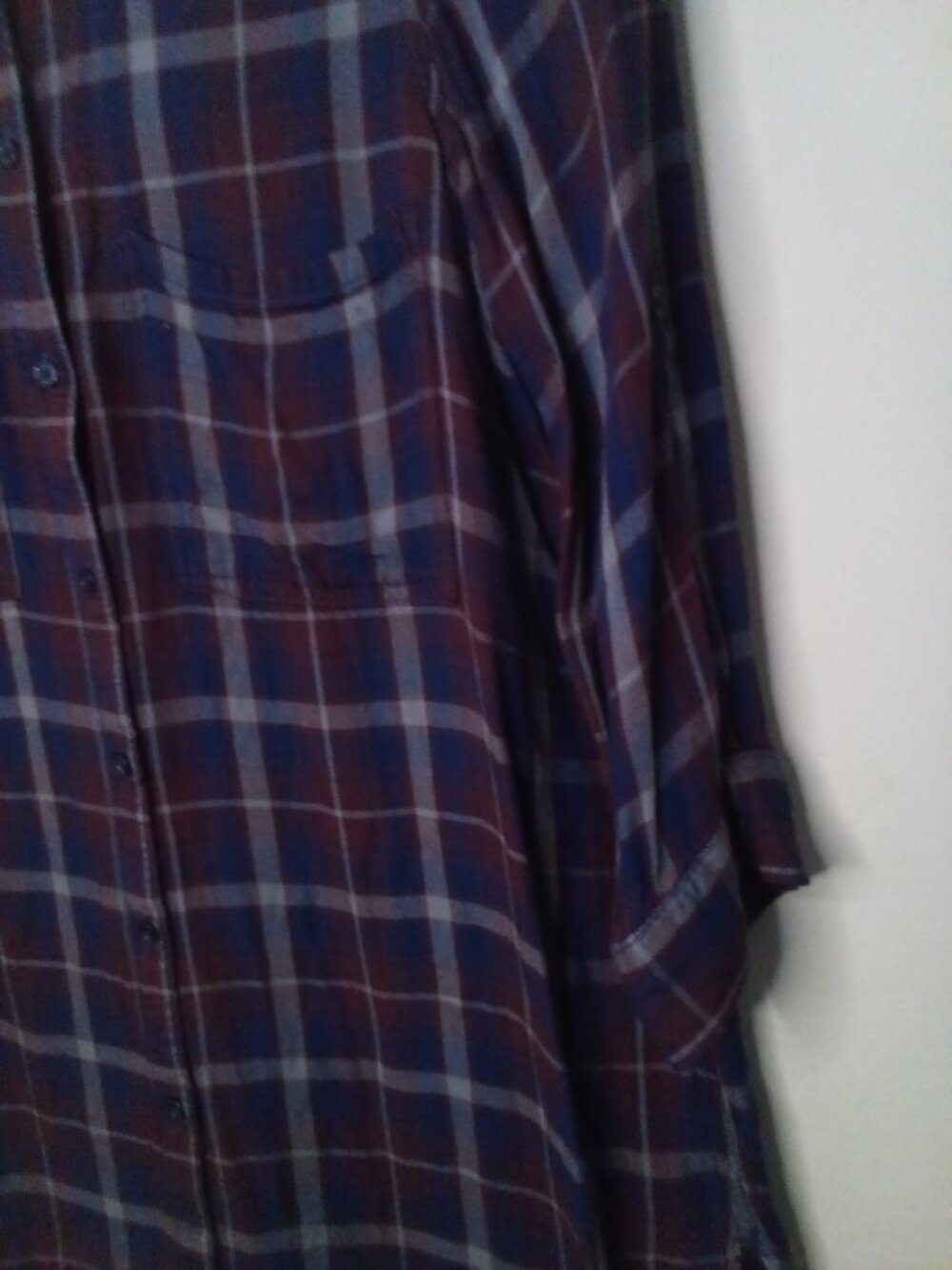 Khakis & Co Women S Button Up 3/4 Sleeve Pockets Plaid Red Blue - Picture 8 of 15